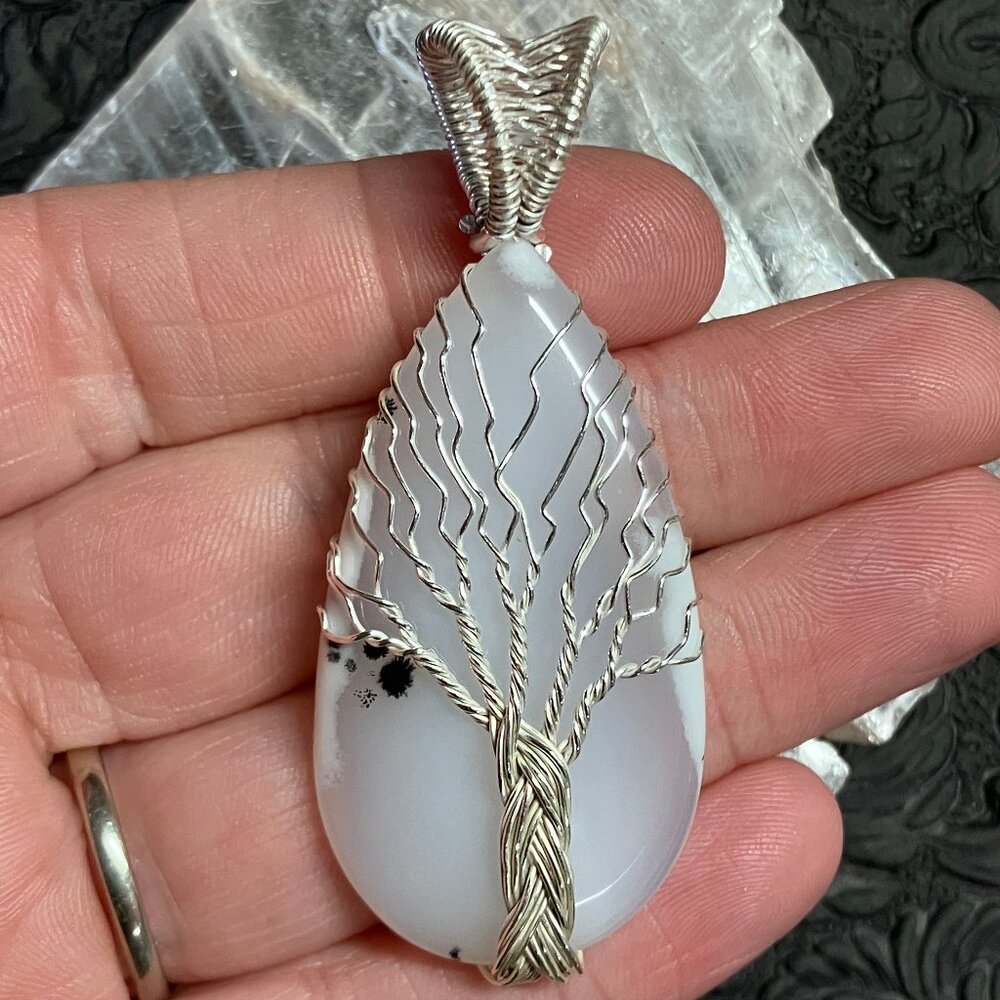 Dendritic Opal Winter Tree of Life Wire Wrapped Pendant